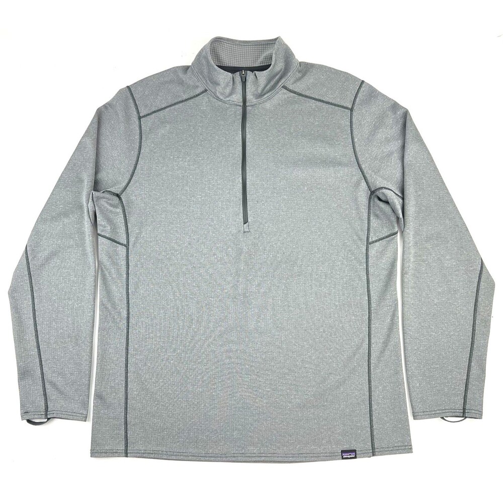Patagonia Capilene Midweight Zip Neck Pullover Mens L Gray Baselayer Long Sleeve